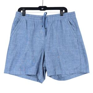 Talbots Women Light Blue Chambray Drawstring Waist Shorts Size Large